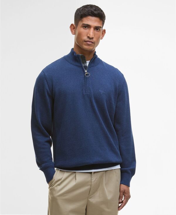 バブアー メンズ アウター ニット・セーター セーター Barbour Men's Quarter-Zip Sweater Winter Moss