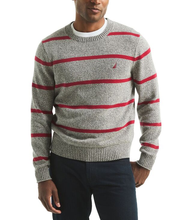 ナウティカ メンズ アウター ニット・セーター クルーネック セーター Nautica Men's Striped Crewneck Sweater Carbon ストライプ