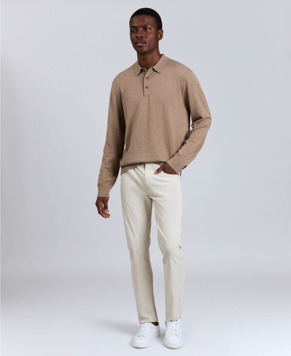 ケネスコール メンズ アウター 編み物・スウェーター スポーツシャツ スウェーター Kenneth Cole Men\u0027s Long Sleeve Polo Sweater Light Brown 赤銅色