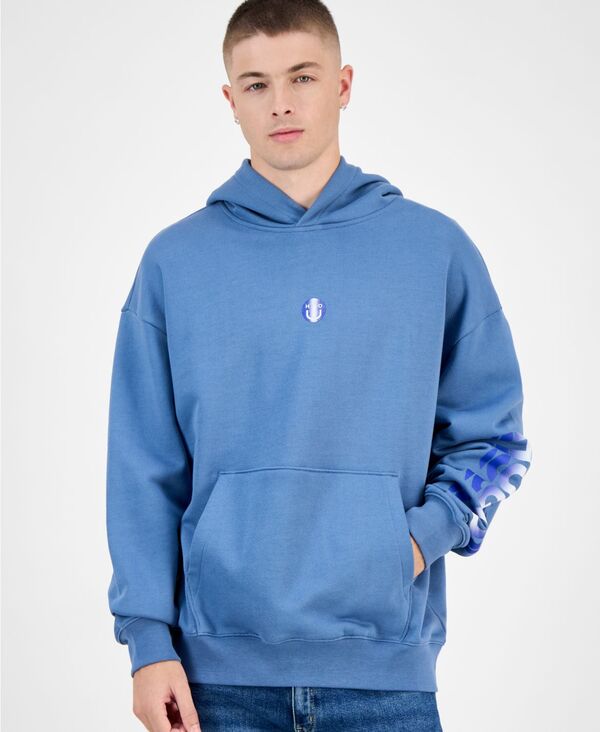 ヒューゴボス メンズ アウター パーカー・スウェット パイル コットン ロゴ パーカー Hugo Boss Men's Niftyhood Logo Cotton French Terry Pullover Hoodie Open Blue ブルー