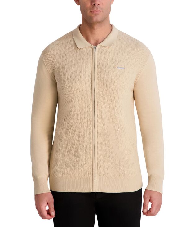 カール ラガーフェルド メンズ アウター ニット・セーター ポロシャツ セーター KARL LAGERFELD PARIS Men's Polo Sweater Natural