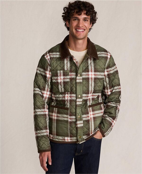 ランズエンド メンズ アウター ジャケット・ブルゾン ジャケット Lands' End Men's Reversible Insulated Barn Jacket River stone/olive plaid オリーブ