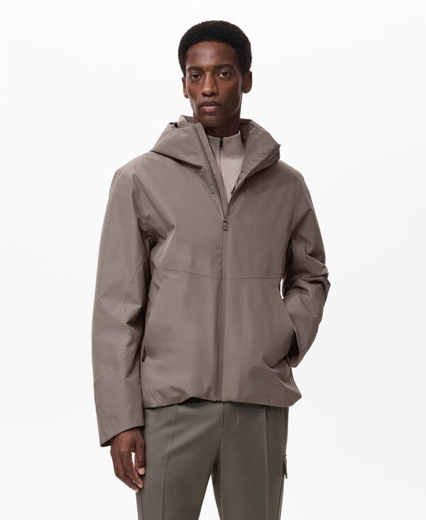 マンゴ メンズ アウター ジャケット・ブルゾン フーデッドジャケット ジャケット MANGO Men's Water-Repellent Thermolite Hooded Jacket Medium Brown ブラウン|ReVida 店