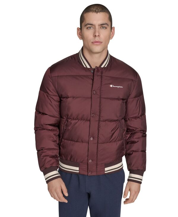 チャンピオン メンズ アウター ジャケット・ブルゾン キルティング ジャケット Champion Men's Quilted Varsity Puffer Jacket Wine ワイン