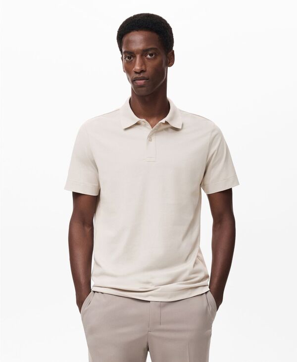 マンゴ メンズ トップス ポロシャツ MANGO Men's Slim-Fit Thermolite Polo Shirt Ice Gray グレー|ReVida 店