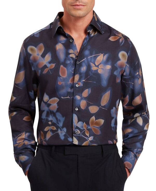 テッドベーカー メンズ トップス シャツ レギュラーフィット プリント 長袖 Ted Baker Kalmill Regular Fit Leaf Shadow Print Long-Sleeve Shirt Navy ネイビー