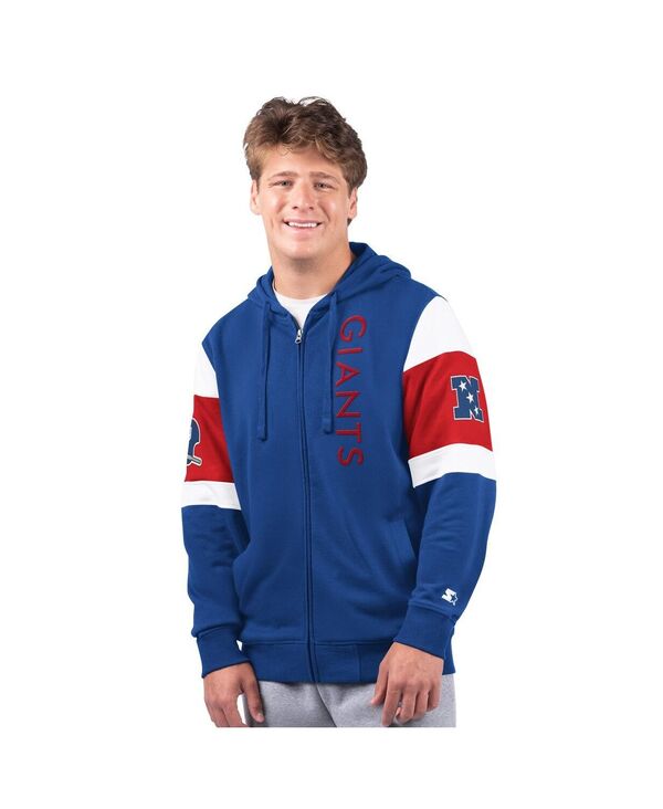 クランク メンズ アウター パーカー・スウェット ロゴタイプ パーカー Starter Men\u0027s Royal New York Giants Extreme Logo Full-Zip Hoodie Royal