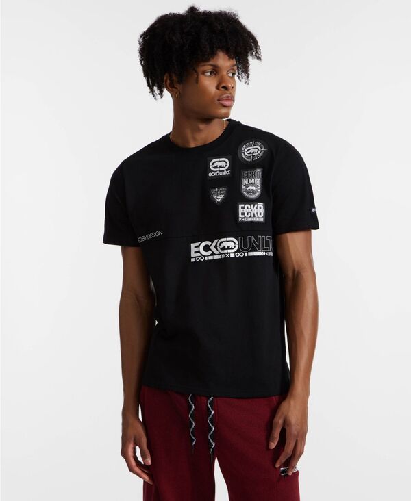 エコー メンズ トップス Tシャツ 半袖 ニット Ecko Unltd Men's Memento Short-Sleeve Knit T-Shirt Black ブラック
