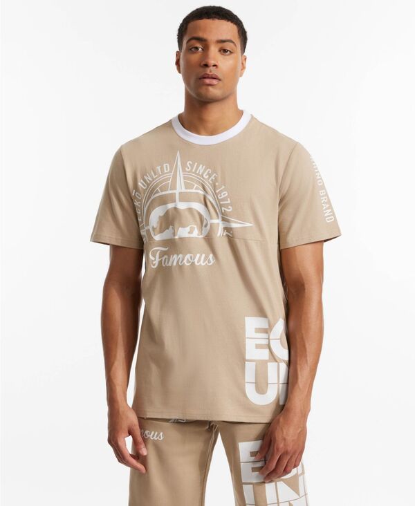 エコー メンズ トップス Tシャツ 半袖 ニット Ecko Unltd Men's Tackled Short-Sleeve Knit T-Shirt Taupe トープ