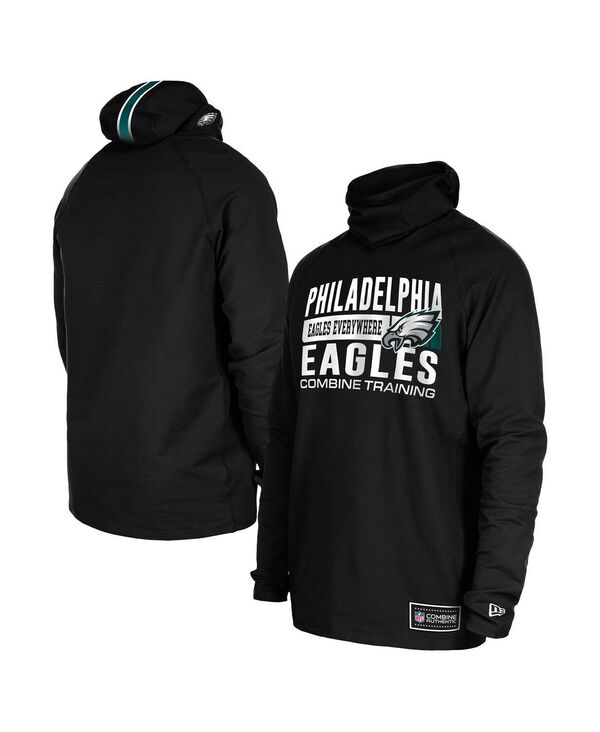 ニュー内鰓 メンズ アウター パーカー・スウェット パーカー New Era Men\u0027s Black Philadelphia Eagles Functional Fandom Balaclava Helmet Stripe Tri-Blend Hoodie Black 黒いこと