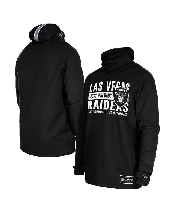 ニュー内鰓 メンズ アウター パーカー・スウェット パーカー New Era Men\u0027s Black Las Vegas Raiders Functional Fandom Balaclava Helmet Stripe Tri-Blend Hoodie Black 黒いこと