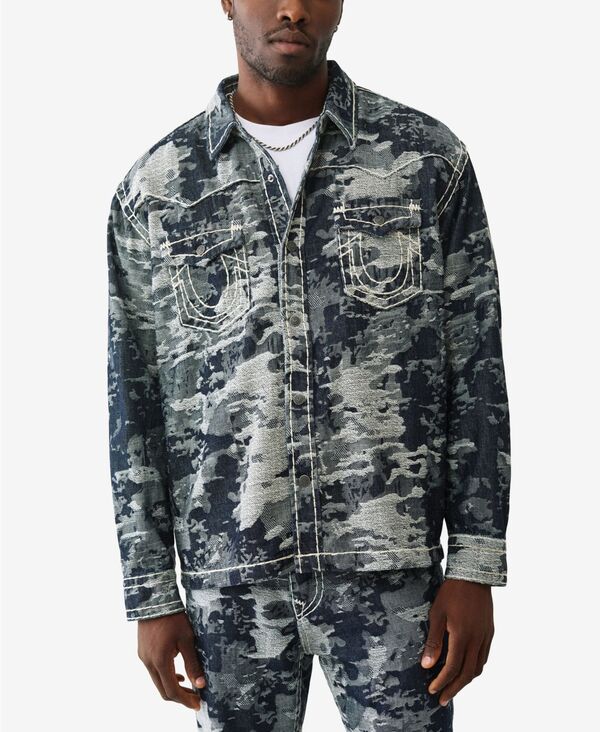 トゥルーレリジョン メンズ トップス シャツ 長袖 True Religion Men's Long-Sleeve Jacquard Western Super-T Shirt Body Rinse