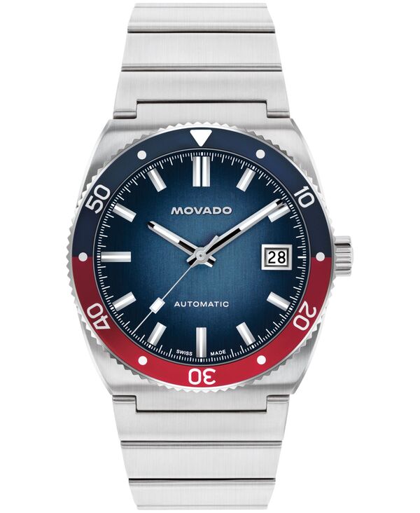 モバド メンズ アクセサリー 腕時計 Tシャツ Movado Men's Ondoplan Swiss Automatic Stainless Steel Watch 39mm Silver-tone シルバー