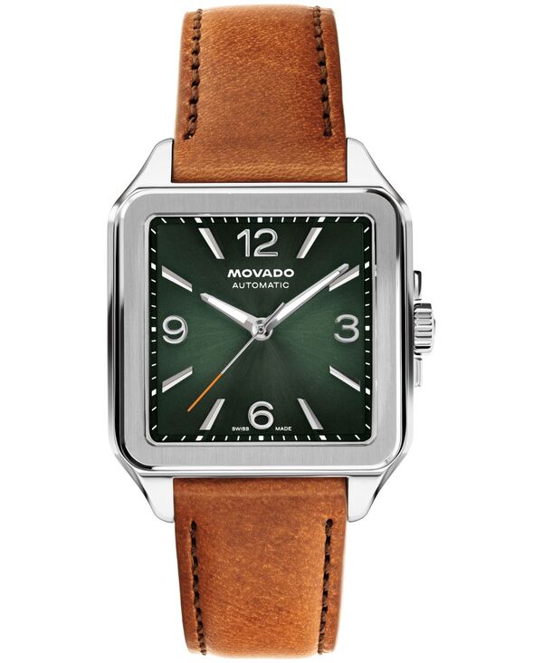 モバド メンズ アクセサリー 腕時計 レザー Movado Men's 1917 Swiss Automatic Cognac Leather Watch 35x45.2mm Brown ブラウン