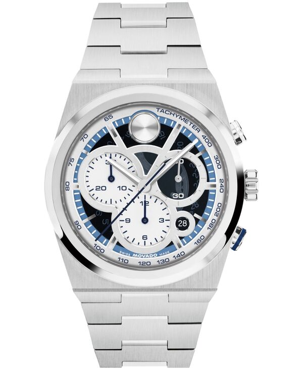 モバド メンズ アクセサリー 腕時計 Tシャツ Movado Men's Bold Quest Swiss Quartz Chrono Stainless Steel Watch 40mm Silver-tone シルバー｜ReVida 店