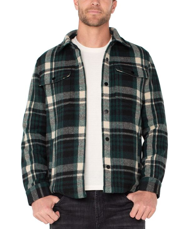 リヴァプール ロサンゼルス メンズ アウター ジャケット・ブルゾン シャツ 長袖 ジャケット Liverpool Los Angeles Men's Plaid Long-Sleeve Shirt Jacket Dark Teal Green/Black Multi ブラック｜ReVida 店