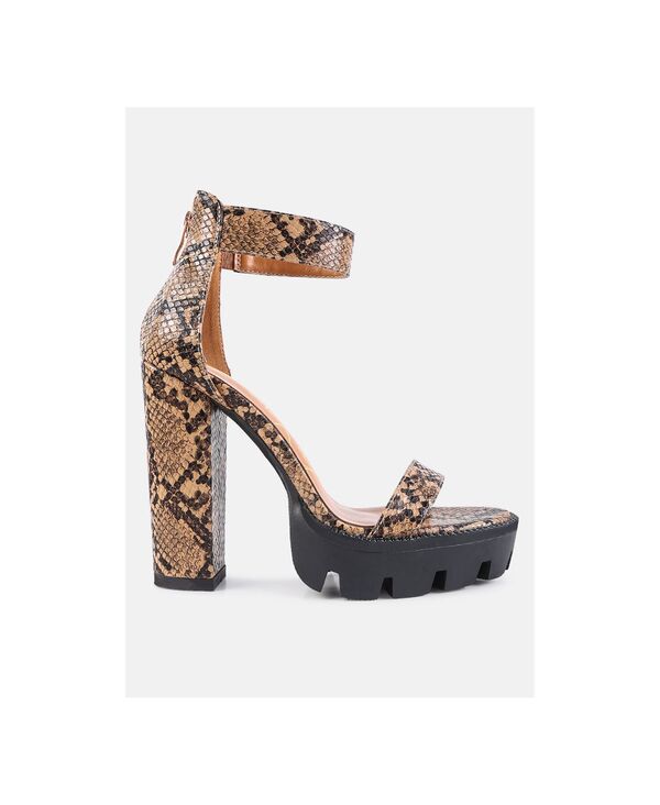 ロンドンラグ レディース シューズ サンダル ヒール London Rag Womens Rattle Chunky High Block Heel Sandals Dark brown ブラウン