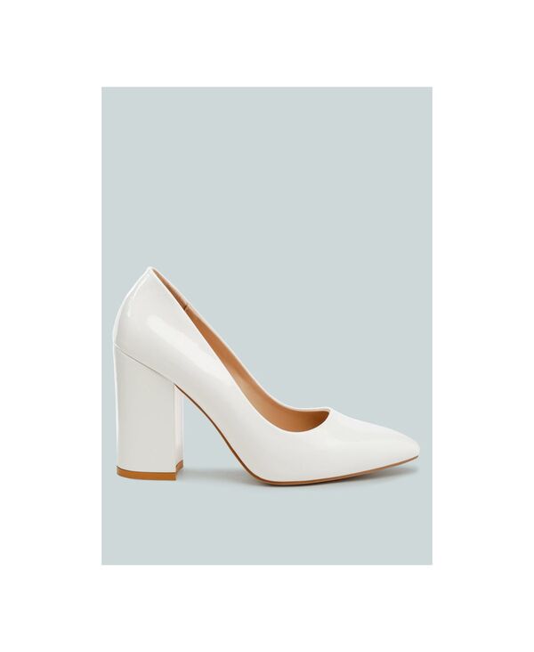 ロンドンラグ レディース シューズ サンダル レザー フェイクレザー ヒール London Rag Kamira Patent Faux Leather Block Heel Pumps White ホワイト