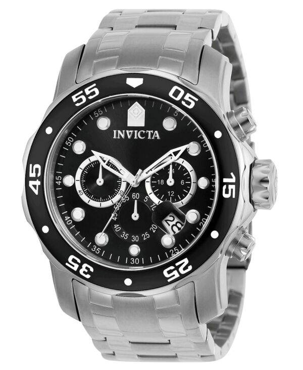インビクタ メンズ アクセサリー 腕時計 Invicta Men's 0069 Pro Diver Quartz Chronograph Black Dial Watch Silver シルバー
