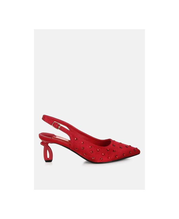 ロンドンラグ レディース シューズ サンダル London Rag Womens Dasavla Heart-Shaped Rhinestone Studded Slingbacks Medium red レッド|ReVida 店