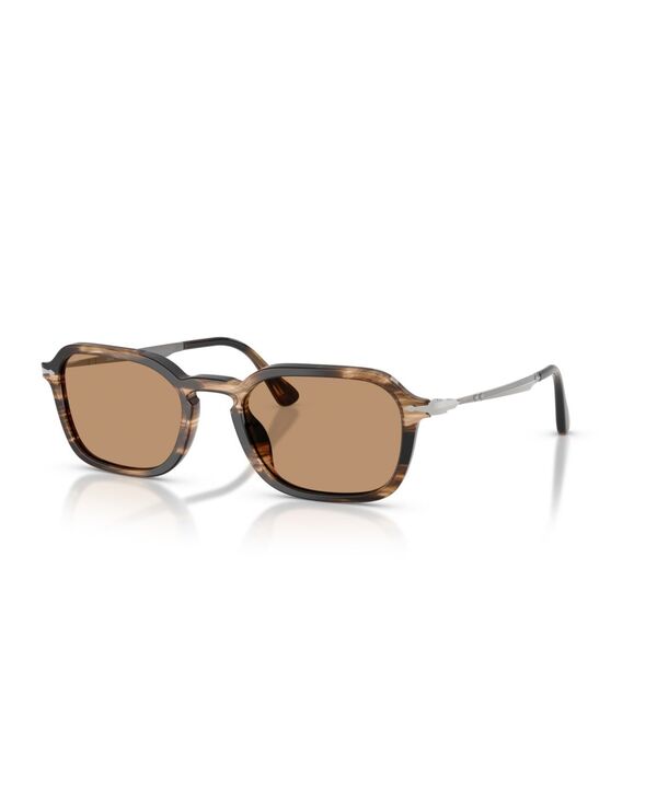 ペルソル レディース 付属物 サングラス・アイウェア Persol Unisex Round Sunglasses PO3381S Striped Black \u0026 Greish brown 黒いこと