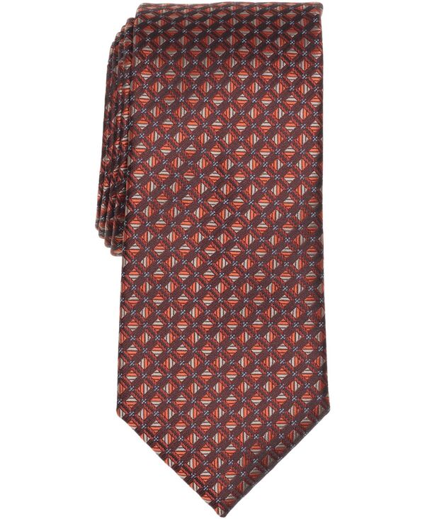 ペリーエリス メンズ 付属物 タイ Perry Ellis Portfolio Men\u0027s Rosser Geo Pattern Classic Fit Tie Rust Copper 挙げ句の果て スーツ用ファッション小物-バッグ・小物・ブランド雑貨