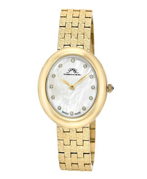 ポルサモンブリュー レディース アクセサリー 腕時計 Tシャツ Porsamo Bleu Women's Angelica Watch with Mother of Pearl Dial Topaz Gemstones and Stainless Steel Bracelet 1341BANS Gold tone ゴールド|ReVida 店