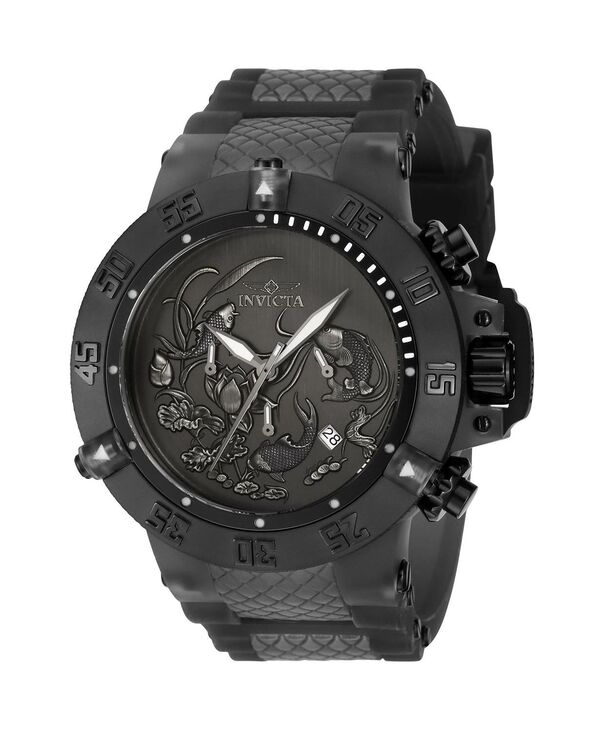 インビクタ メンズ アクセサリー 腕時計 Invicta Men's 37040 Subaqua Quartz 3 Hand Black Silver Dark Grey Dial Watch Black ブラック