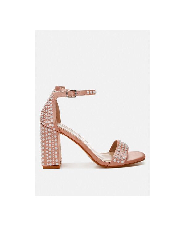 ロンドンラグ レディース シューズ サンダル サテン London Rag Womens Klebba Pearls Embellished Satin Sandals Pink ピンク