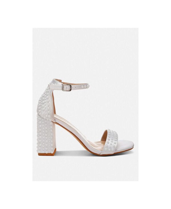 ロンドンラグ レディース シューズ サンダル サテン London Rag Womens Klebba Pearls Embellished Satin Sandals White ホワイト｜ReVida 店 13,286円