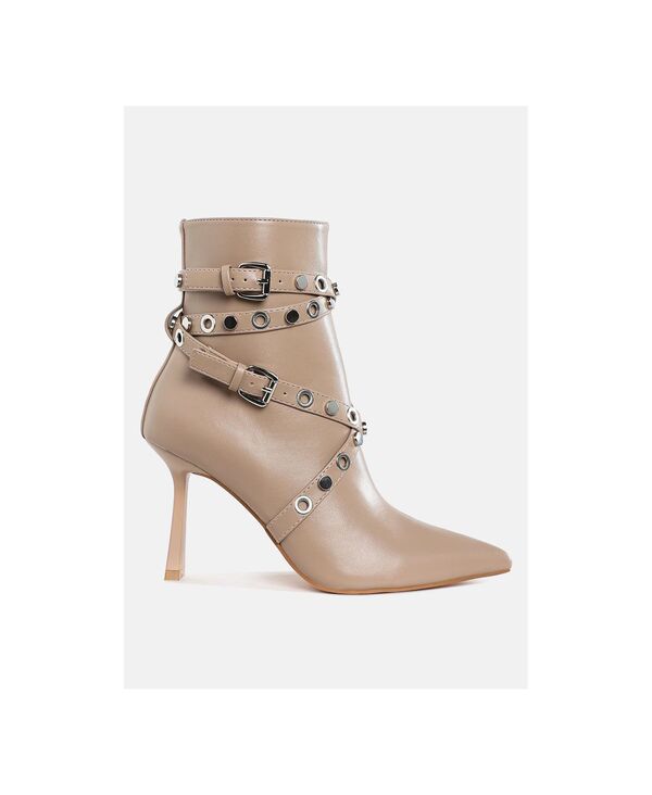 ロンドンラグ レディース シューズ ブーツ・レインブーツ アンクル ブーツ London Rag Womens Jaunts Eyelets & Studs Harness Ankle Boots Light beige ベージュ