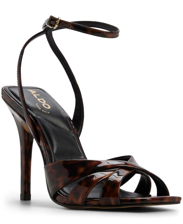アルド レディース シューズ サンダル ALDO Women's Meteora Two-Piece Square Toe Dress Sandals Brown Patent ブラウン