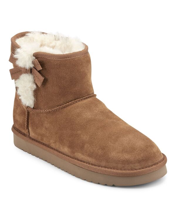 アース レディース シューズ ブーツ・レインブーツ アンクル ブーツ Earth Women's Worldly Cozy Side Bow Ankle Booties Medium Brown Suede ブラウン