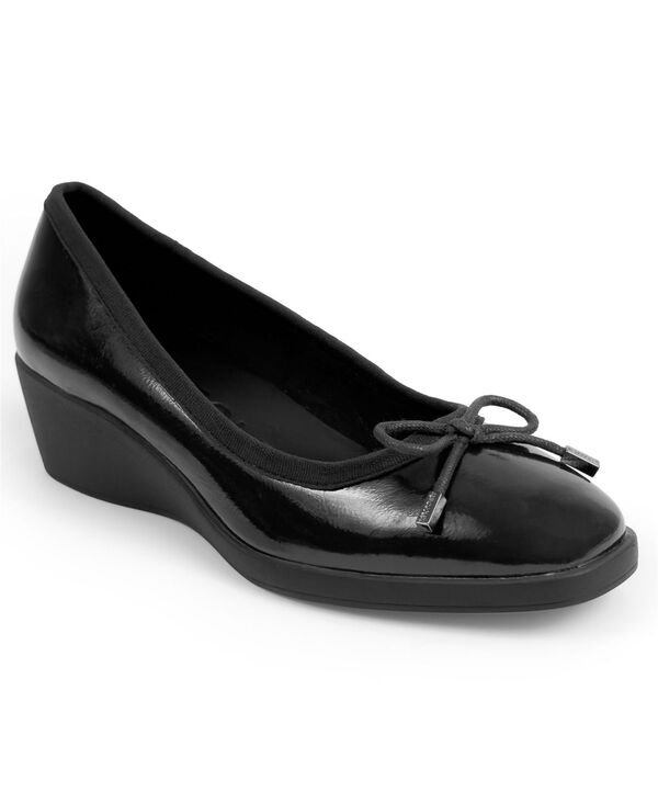 エアロソールズ レディース シューズ パンプス Aerosoles Women's Tema Wedge Pump Black Crinkle Faux Patent Leather ブラック