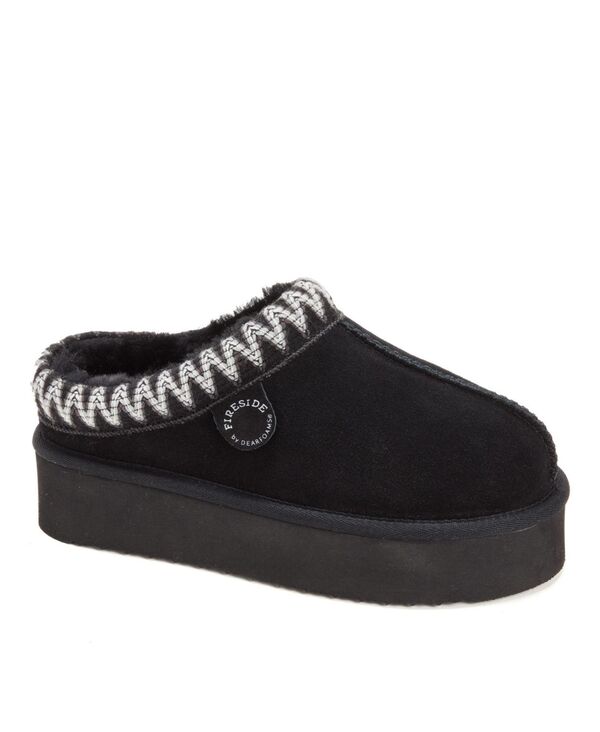 ディアフォームズ レディース シューズ サンダル Dearfoams Women's Queenstown Genuine Shearling Clog With Embroidery Black ブラック｜ReVida 店 17,235円