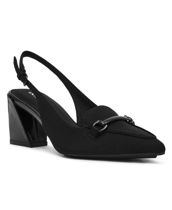 アンクライン レディース シューズ パンプス ヒール Anne Klein Women's Royce Block Heel Slingback Tailored Pumps Black Stretch ブラック 19,936円