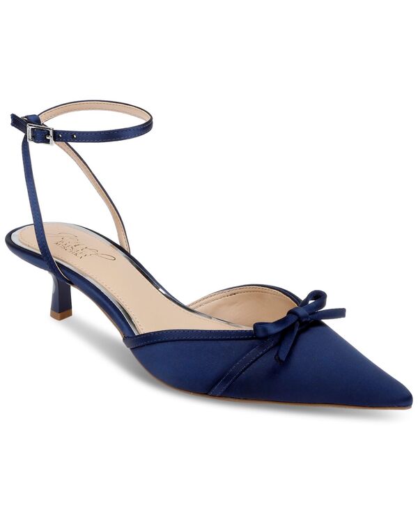 ジュウェルダグレイミシュカ レディース シューズ パンプス ヒール Jewel Badgley Mischka Women's Talasia Kitten Heel Pumps Navy Satin ネイビー｜ReVida 店