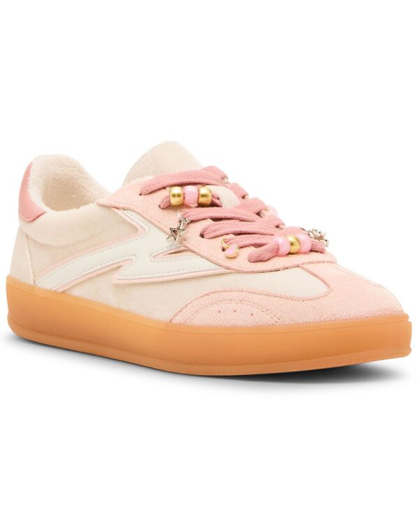 マッデンガール レディース シューズ スニーカー スピード競技 Madden Girl Giia-C Charms Lace-Up Low-Top Sneakers Blush Velvet Multi 毛はらい スニーカー-レディース靴