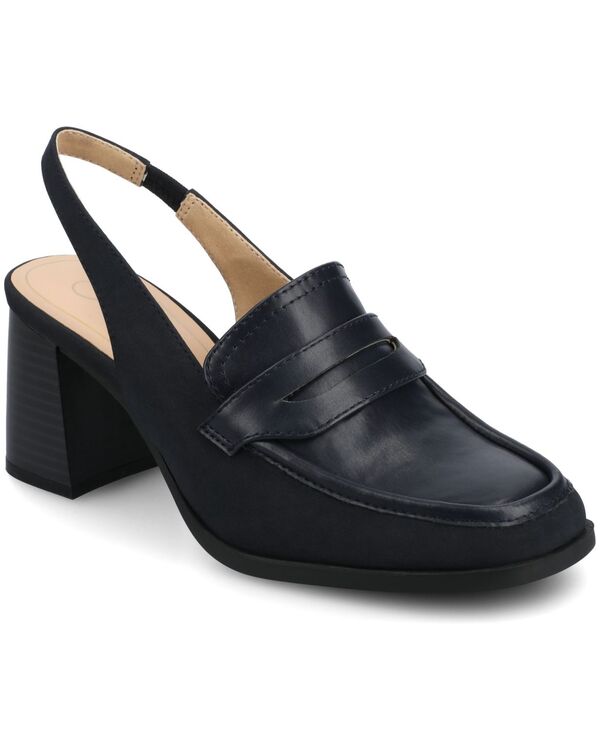 ジュルネ コレクション レディース シューズ パンプス ヒール Journee Collection Women's Henrika Block Heel Slingback Tailored Pumps Navy ネイビー