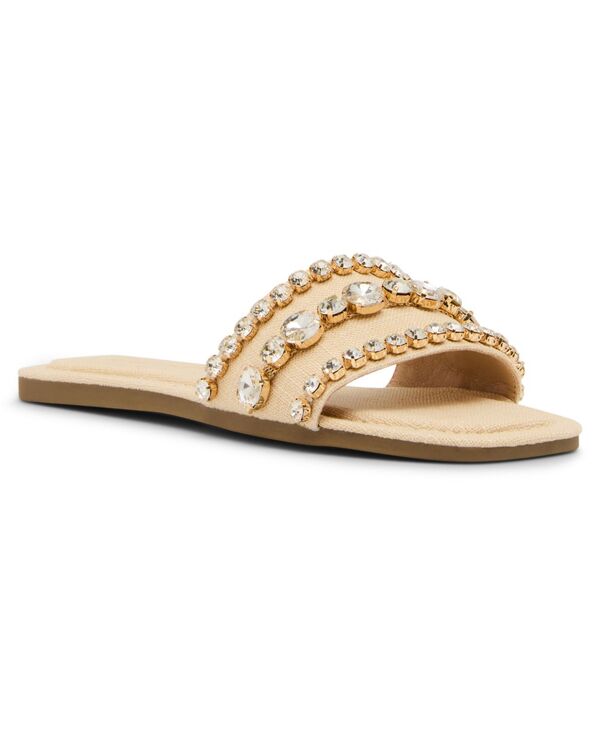 マッデンガール レディース シューズ サンダル Madden Girl Women's Toast Rhinstone Slide Sandals Natural Raffia