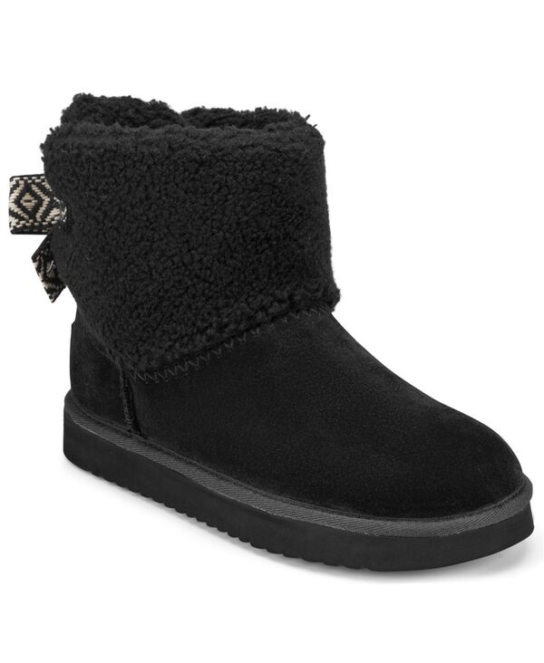 アース レディース シューズ ブーツ・レインブーツ アンクル ブーツ Earth Women's Wing Cozy Bow Slip-On Ankle Booties Black Suede ブラック