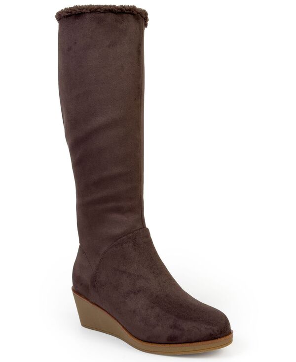 エアロソールズ レディース シューズ ブーツ・レインブーツ Aerosoles Women's Binocular2 Wedge Boot Java faux suede/faux shearling