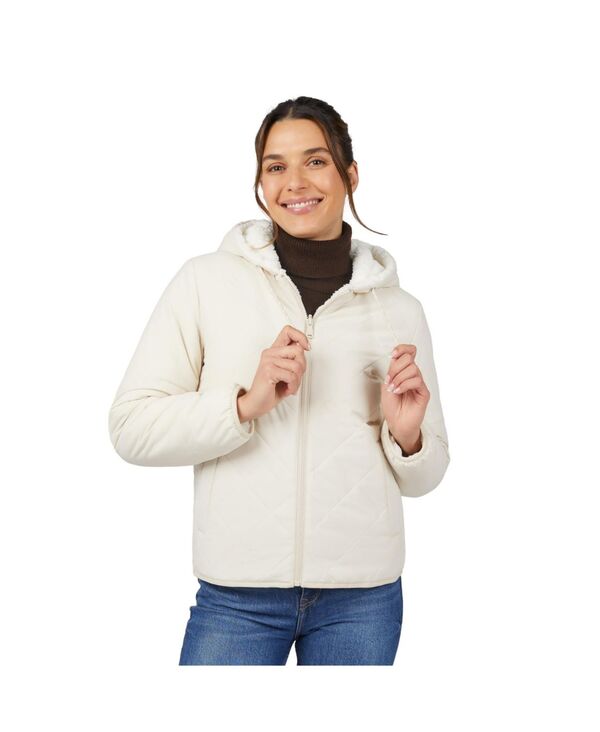 フリー カントリー レディース アウター ジャケット・ブルゾン キルティング ジャケット Free Country Women's Hooded Cirrus Quilted Reversible Jacket Oat