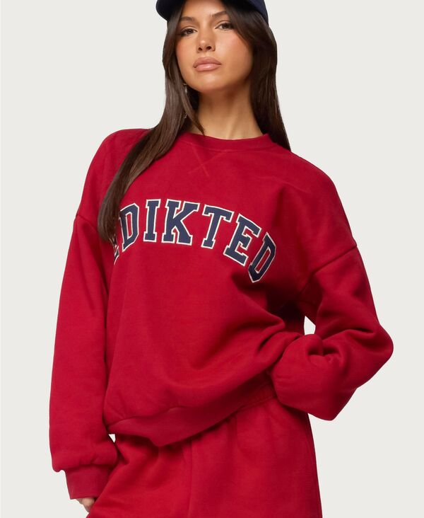 アディクテッド レディース アウター パーカー・スウェット スウェット シャツ Edikted Women's Major Sweatshirt Red レッド｜ReVida 店 14,045円