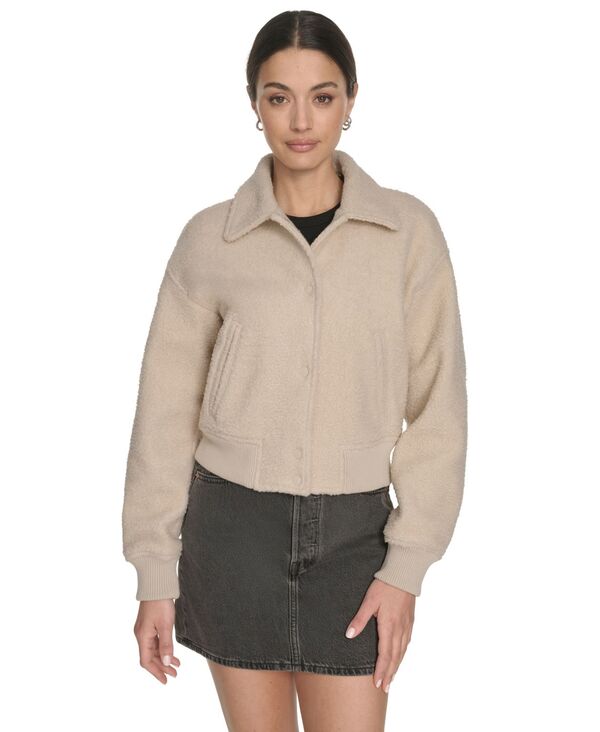 リーバイス レディース アウター パーカー・スウェット ダウン ジャケット Levi's Women's Laydown Collar Bomber Jacket Cream クリーム|ReVida 店