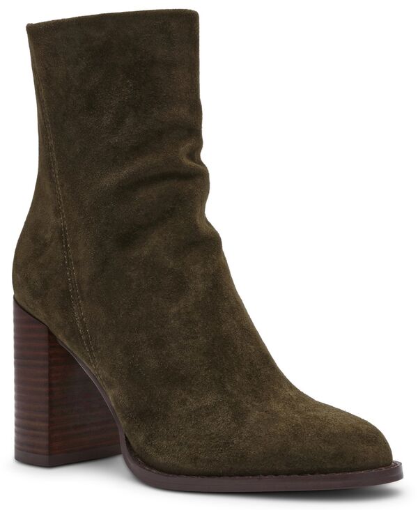 スティーブ マデン レディース シューズ ブーツ・レインブーツ 踵 Steve Madden Obsession Block-Heel Booties Olive Suede オリーブ 靴-ブーツ