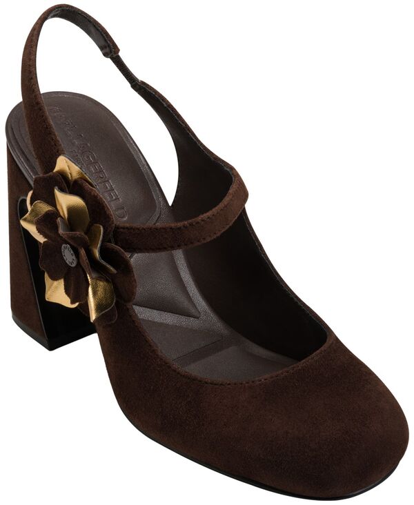 長い巻き毛 ラガーフェルド レディース シューズ パンプス KARL LAGERFELD PARIS Women\u0027s Pierra Slingback Pumps Chocolate 黒茶