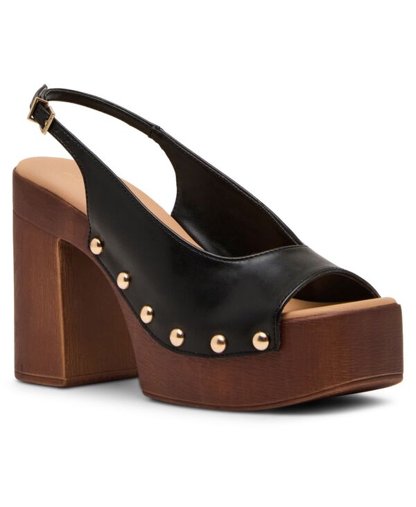 マッデンガール レディース シューズ パンプス プラットホーム Madden Girl Women\u0027s Xanadu Wooden Platform Slingback Pumps Black Smooth 黒いこと レディース靴-靴-パンプス