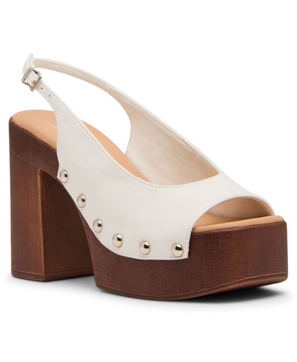 マッデンガール レディース シューズ パンプス プラットフォーム Madden Girl Women's Xanadu Wooden Platform Slingback Pumps Bone Smooth