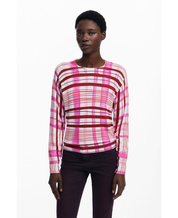デジグアル レディース アウター ニット・セーター セーター Desigual Women's Mikado striped sweater Pink ピンク｜ReVida 店